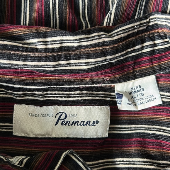 Striped Burgundy Corduroy Button Down Shirt - Picture 6 of 7